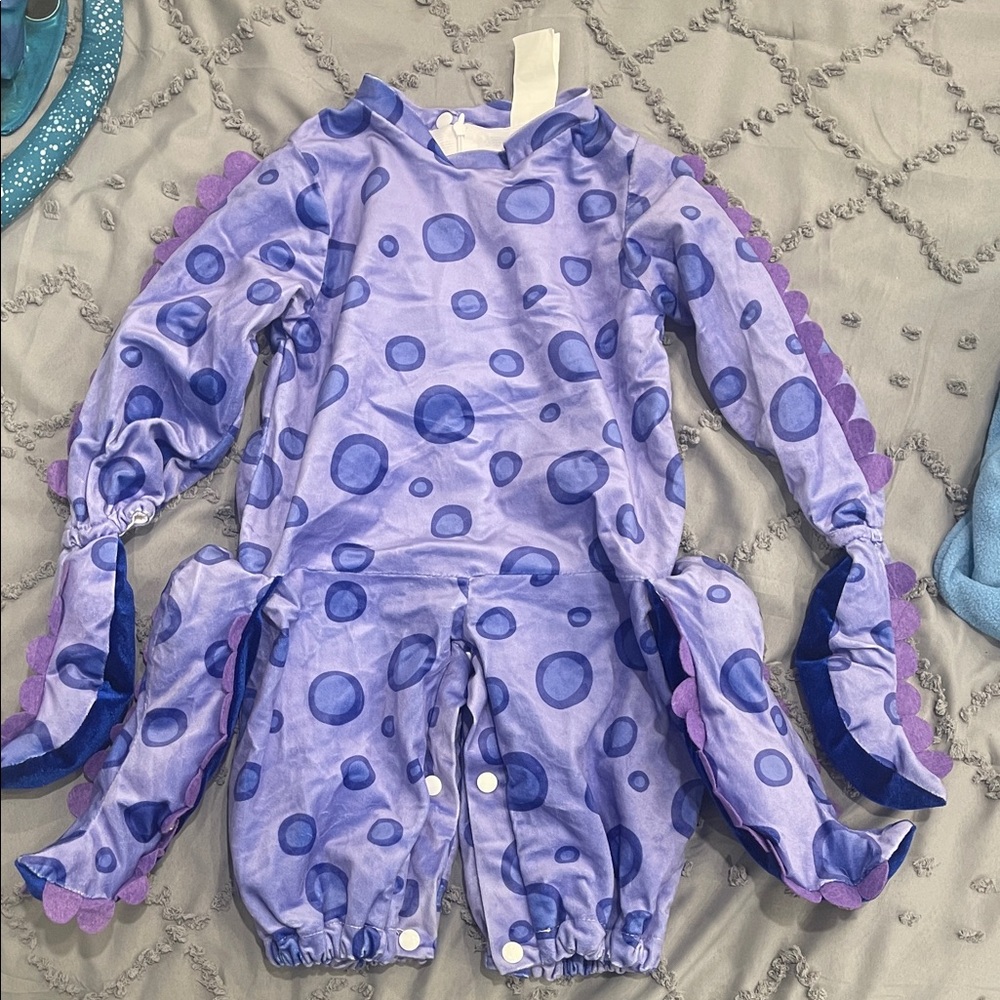 Purple Polka Dot Octopus Costume Romper nwot 12 month Ursula beauty